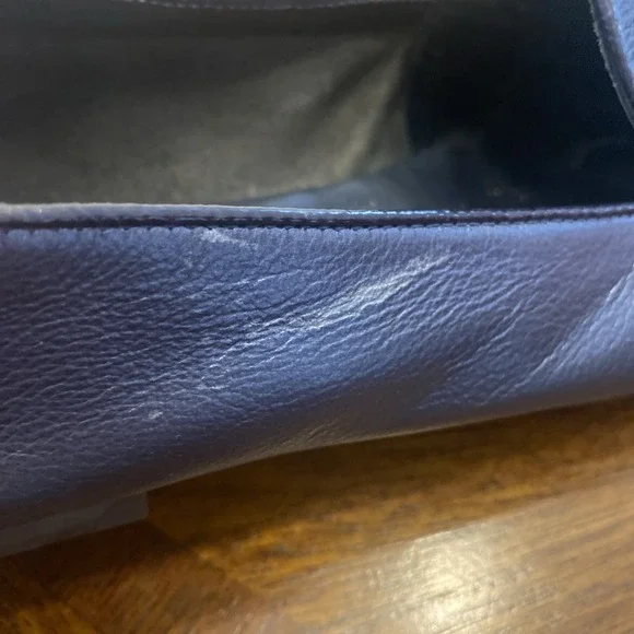 Brighton Women's Sapphire Blue Metallic/Black Loafers Studs Silver Tone Accents - Picture 6 of 16